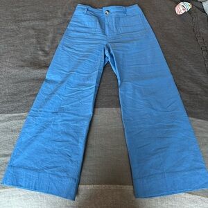 Anthropologie Cropped Wide-Leg Baby Blue Pants